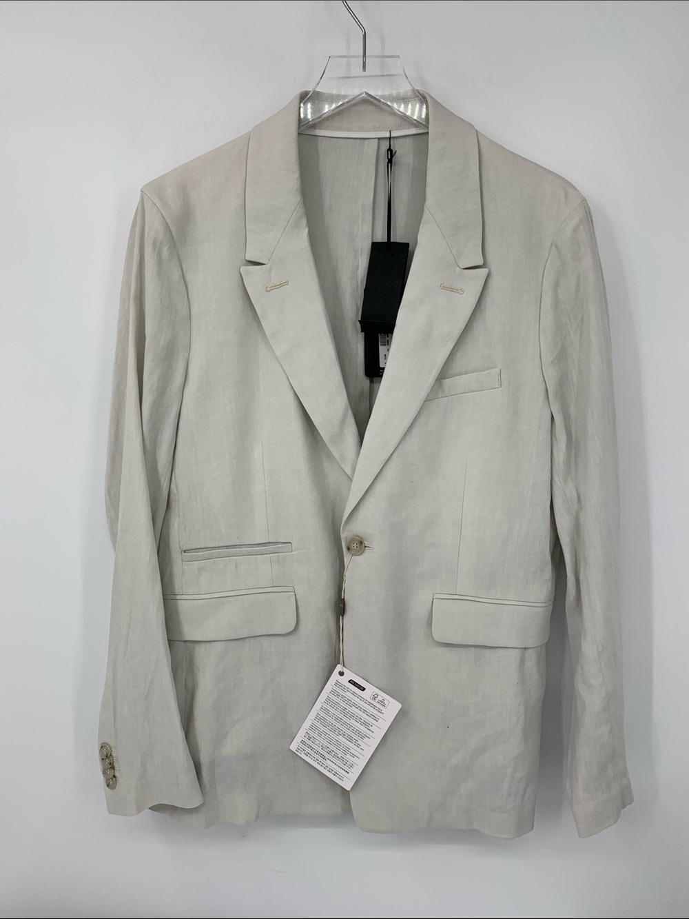 Paolo Pecora linen blend blazer jacket beige tan one button unlined new 50 40